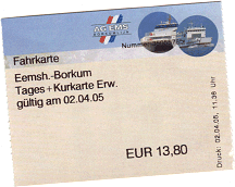 Ferry ticket Eemshaven-Borkum
