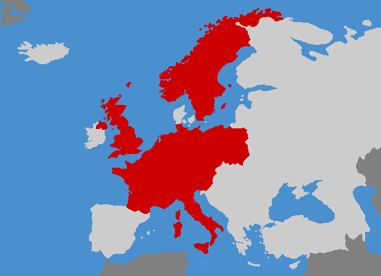 European countries cached in